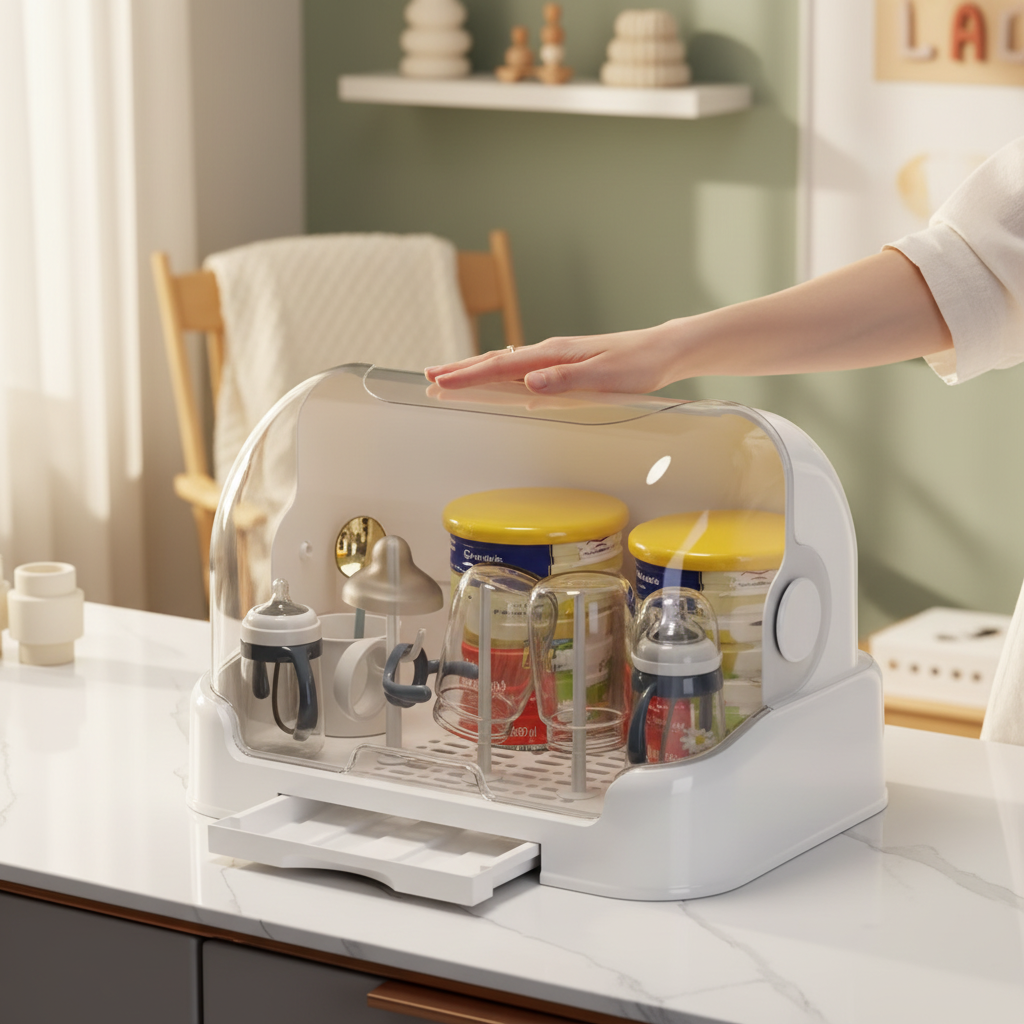 Baby Bottle Organiser - Lid Closed with Parent