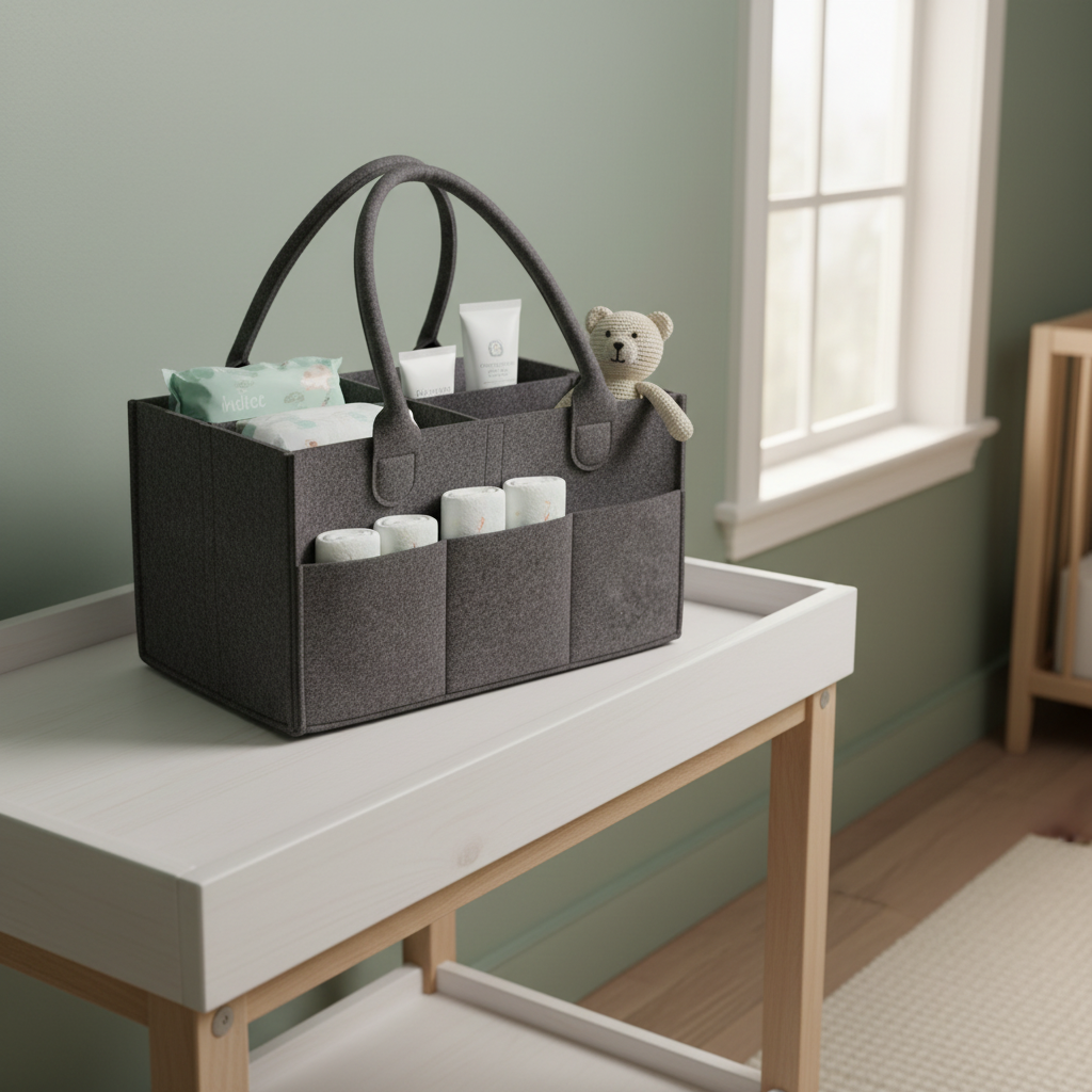Charcoal Diaper Caddy - Lifestyle