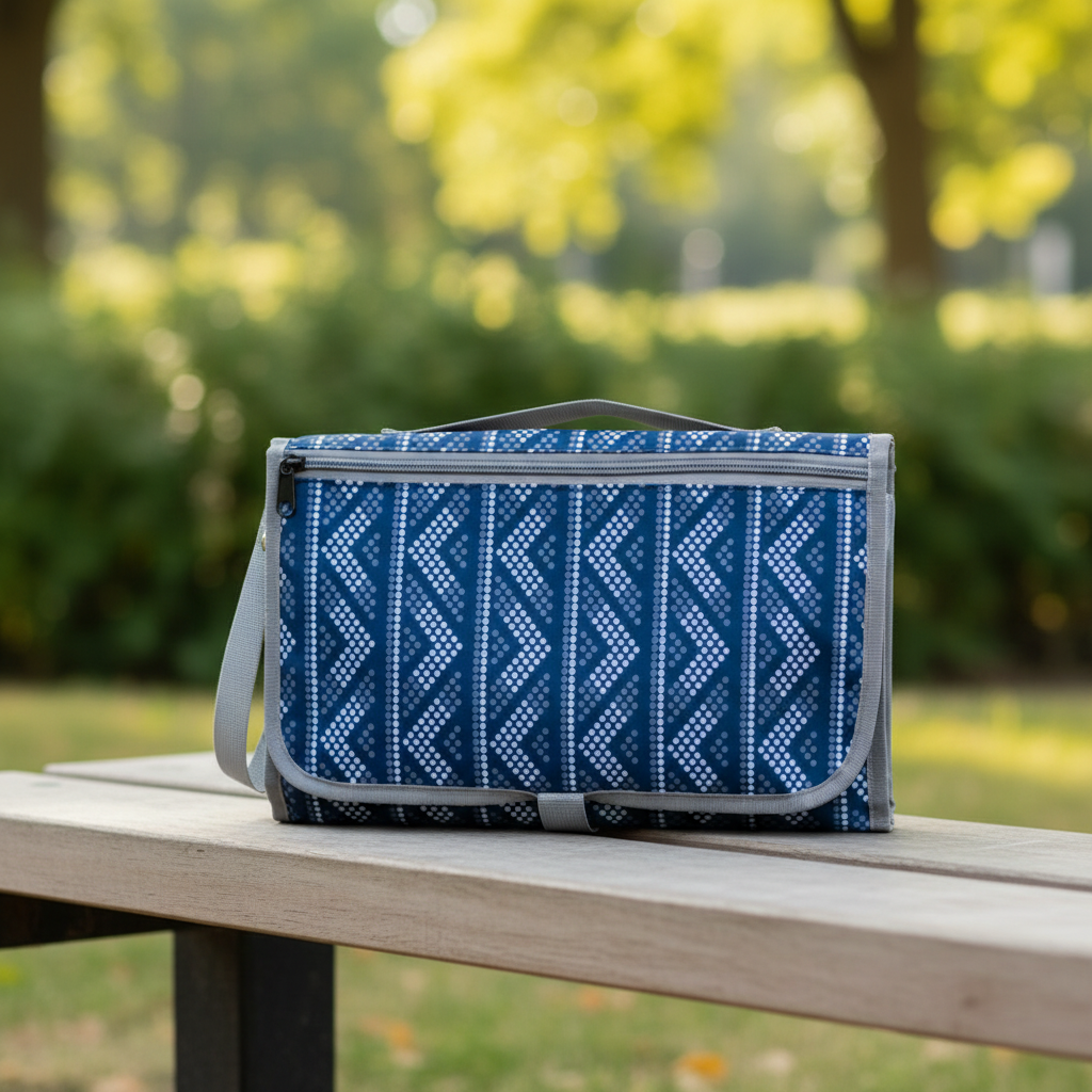 Portable Diaper Changing Kit - Nordic Blue on Bench