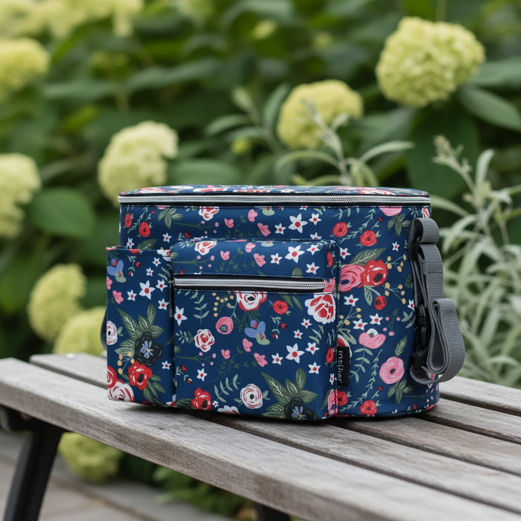Stroller Organiser - Flora on Bench